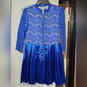 Mini lace body satin skirt dress